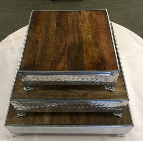 Risers-Hammered-Aluminum-with-Walnut-Tops-Square