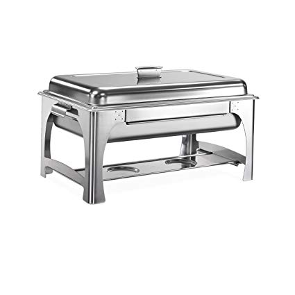 A plain stainless steel chafer with an 8-quart capacity, ideal for buffet-style serving and large gatherings.