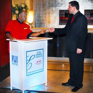 Bar – Smart – Podium with illuminated LED lighting, custom logo options, and compact design, available for rentals in Las Vegas.