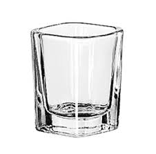 2oz square shot glass with sleek modern design, perfect for serving spirits at upscale weddings and events – available for rental in Las Vegas.